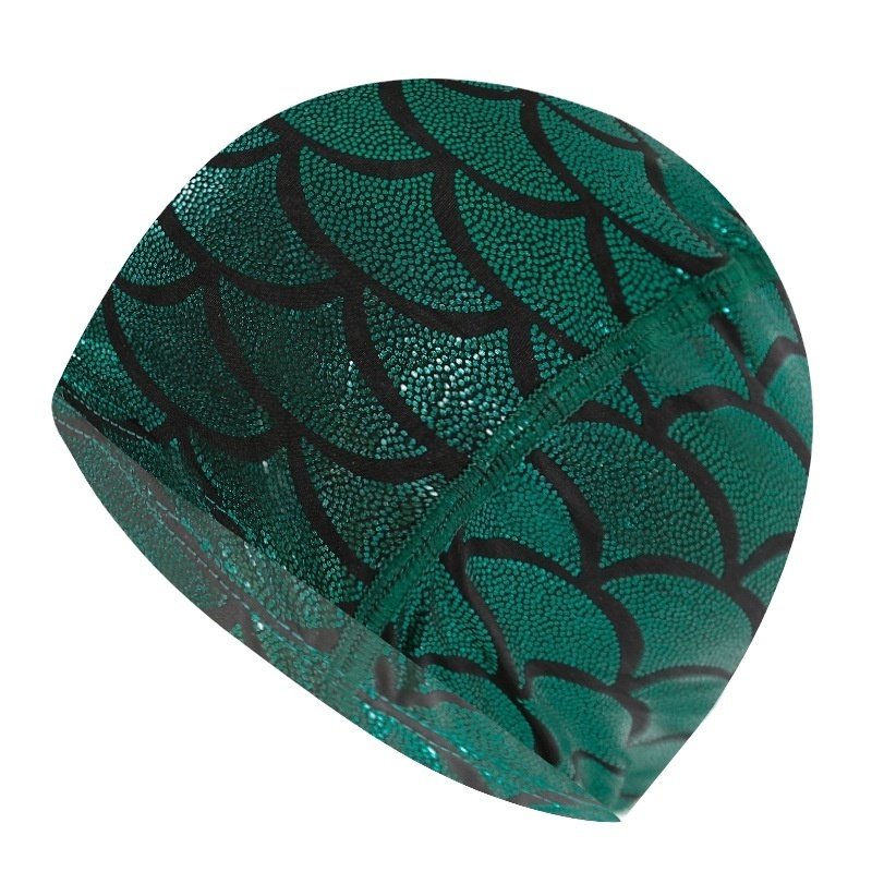 Mermaid Fabric Swimming  Pool Protect Long Hair Ears Hat Swim Bathing Hats Nylon  Green for Women Men Adults