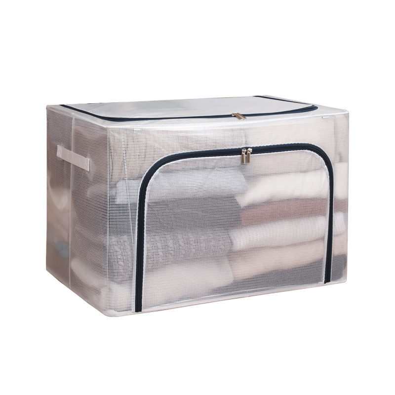 Waterproof Wardrobe thickened Steel Frame Storage Organizer Folding Transparent Clothes Storage Box