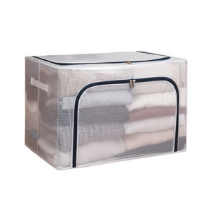 Waterproof Wardrobe thickened Steel Frame Storage Organizer Folding Transparent Clothes Storage Box