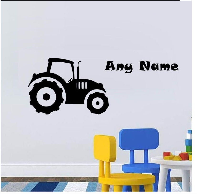 Removable Vinyl Art Wall Sticker Customize Name Waterproof Tractor Wall Stickers For Kids Room DIY Decals Decor