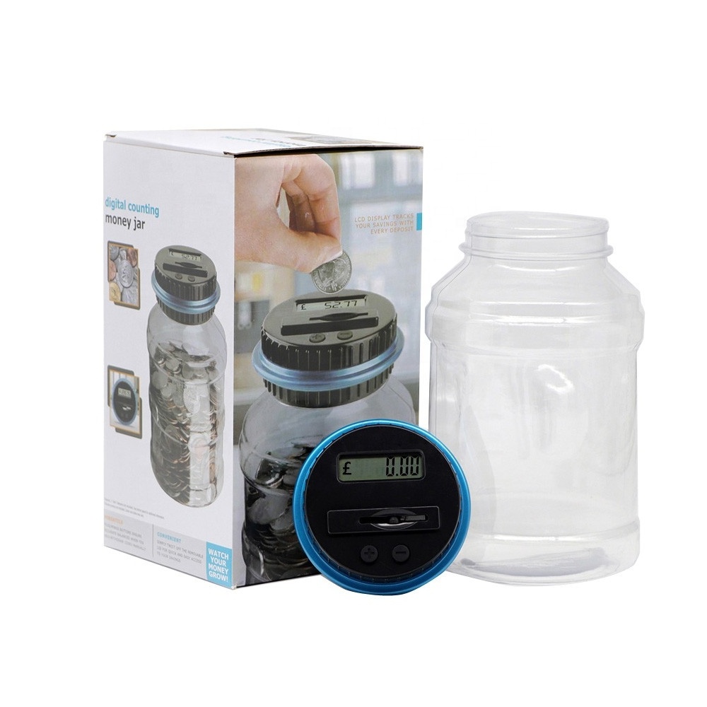 Clear Digital Bank Coin Savings Counter LCD Display US Counting Money Jar Coins Transparent Storage Box Change Gift