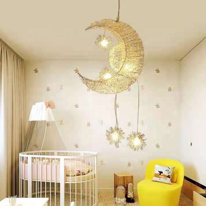 Modern simple aluminum wire moon and star ceiling lights or ceiling lamp