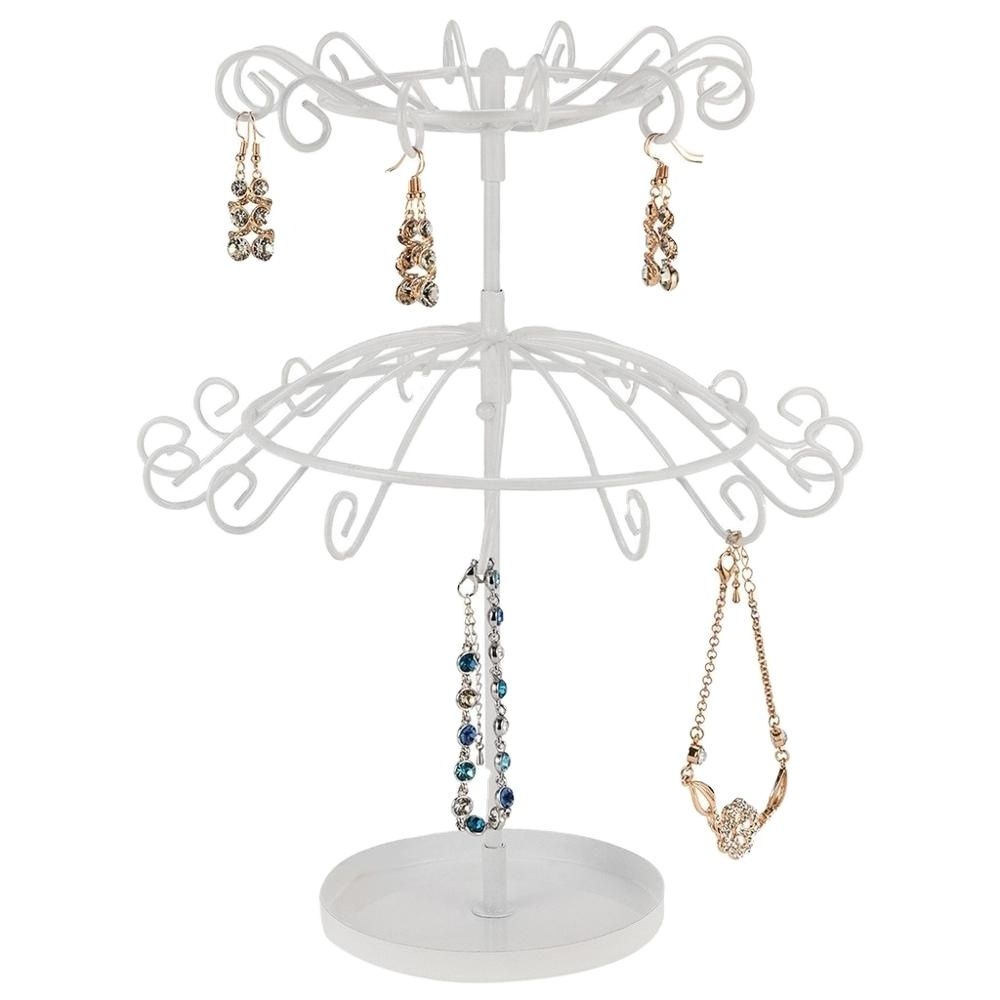 New Stand Storage shelf Flower Umbrella Jewelry Storage Earrings Necklace display Rack plastic hanging jewelry organizer