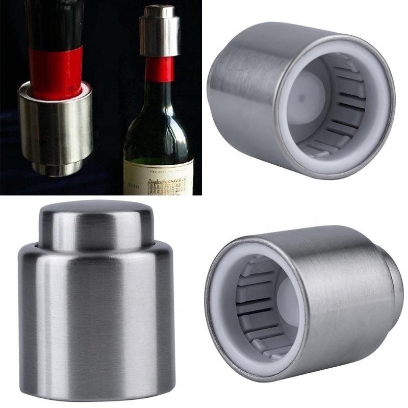 New Arrival 1PC Silver Elegant Stainless Steel Vacuum Wine Stopper Saver Preserver Pump Sealed Sealer