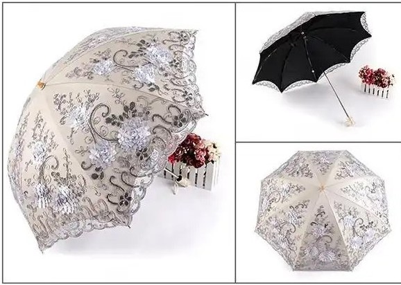 Folding Umbrella Rain Women Elegant Lace Windproof Sun Umbrella Sunshade Rain Umbrellas