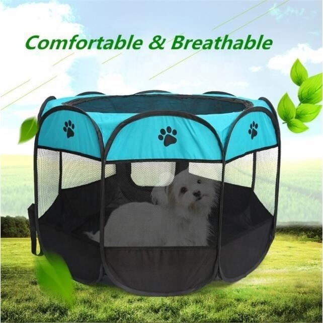 Portable Foldable Playpen Pet Dog Crate Room Puppy Exercise Kennel Cat Cage Water Resistant Outdoor Removable Mesh