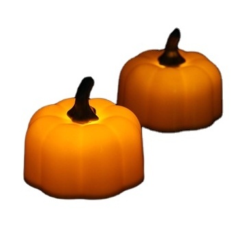 Free shipping 12 Pcs Mini LED Orange Pumpkin Candles Halloween Good quality Flicker For Halloween Party Home Decorations