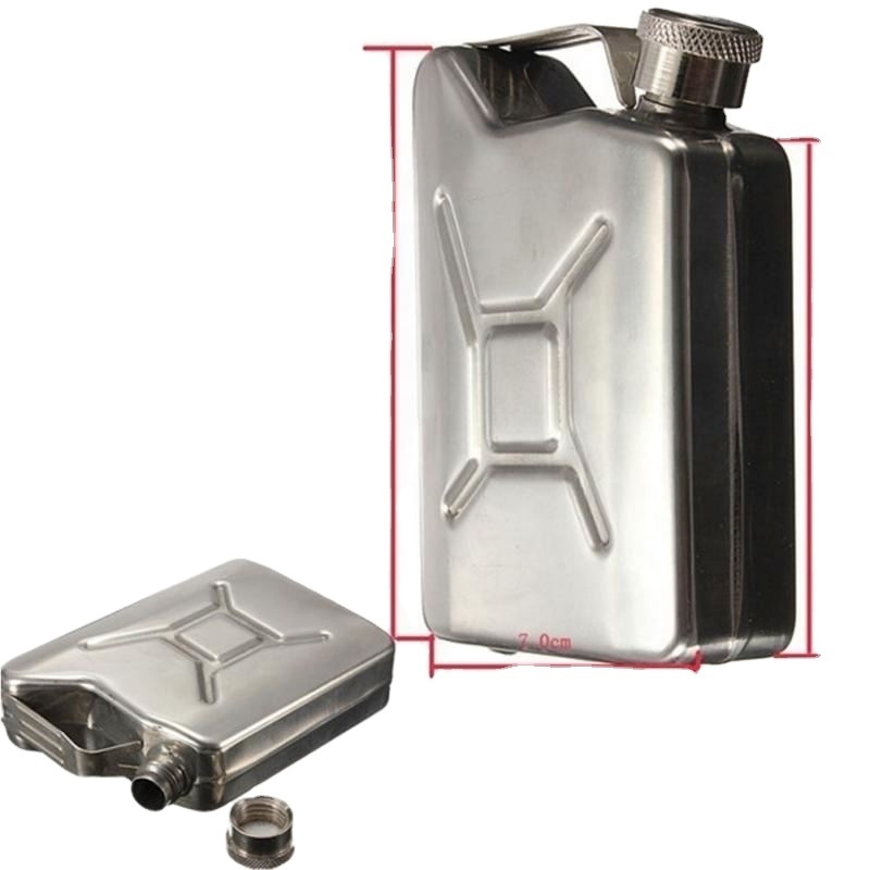 Free Shipping Jerry Can Hip Flask 5 oz Stainless Steel Fuel Petrol Can Style Pocket Whisky Liquor NEW Color Silver