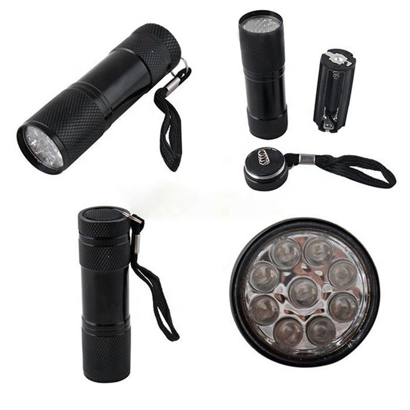 UV 9LED Flashlight Mini Aluminum UV ULTRA VIOLET 9 LED Flashlight Blacklight Torch Light Lamp fahrrad licht #4S03 HS &D