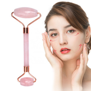 Rose Quartz Natural Stone Face Massage Jade Roller Guasha Stone For Chin Neck Face Lifting Wrinkle Remover Beauty Care