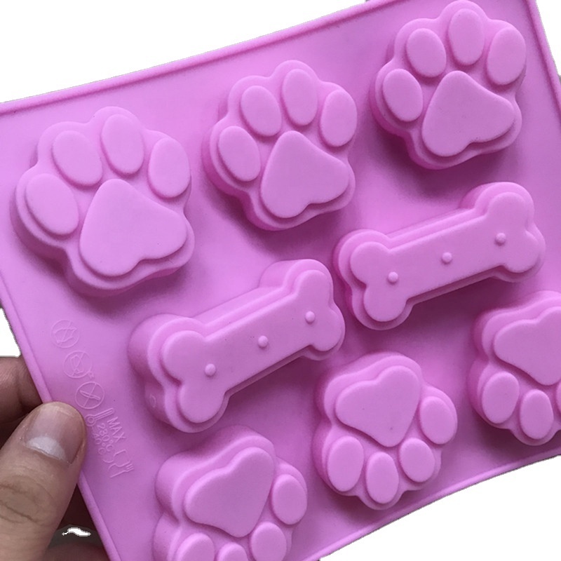 2-in-1 Creative Bone Dog Footprint Shape Cake Mold New Silicone Mold Baking Tool Cake Decorating Tool Food Grade Silicone Mold