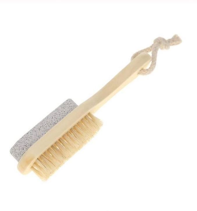 Wood Handle Pumice Stone Foot Brush Scrubber Feet Exfoliating Dead Skin Remover Massage Pedicure Tool Foot Care