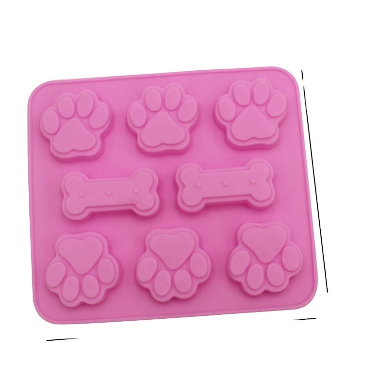 2-in-1 Creative Bone Dog Footprint Shape Cake Mold New Silicone Mold Baking Tool Cake Decorating Tool Food Grade Silicone Mold