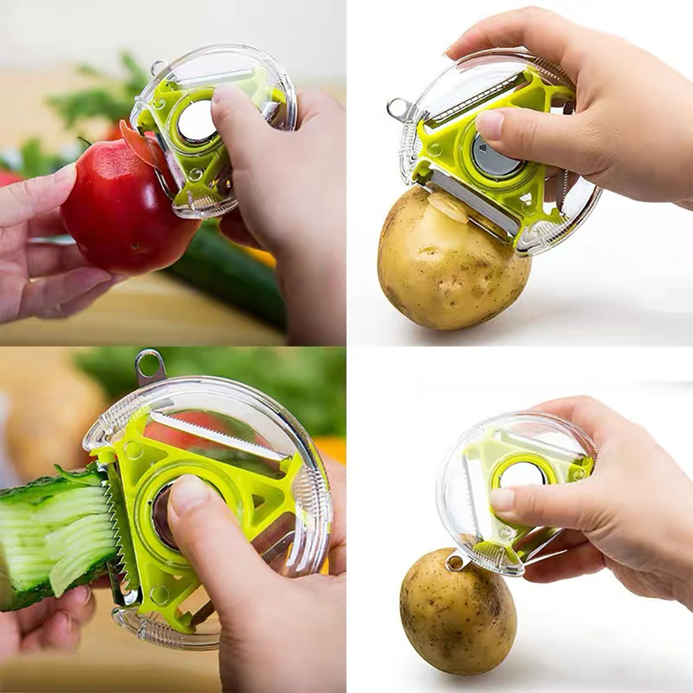 Home Peeler Multi-functional Three-in-one Round Portable Apple Peeler God Scrape Fruit Shaved Potato Fruit Peeler Kitchen Gadget