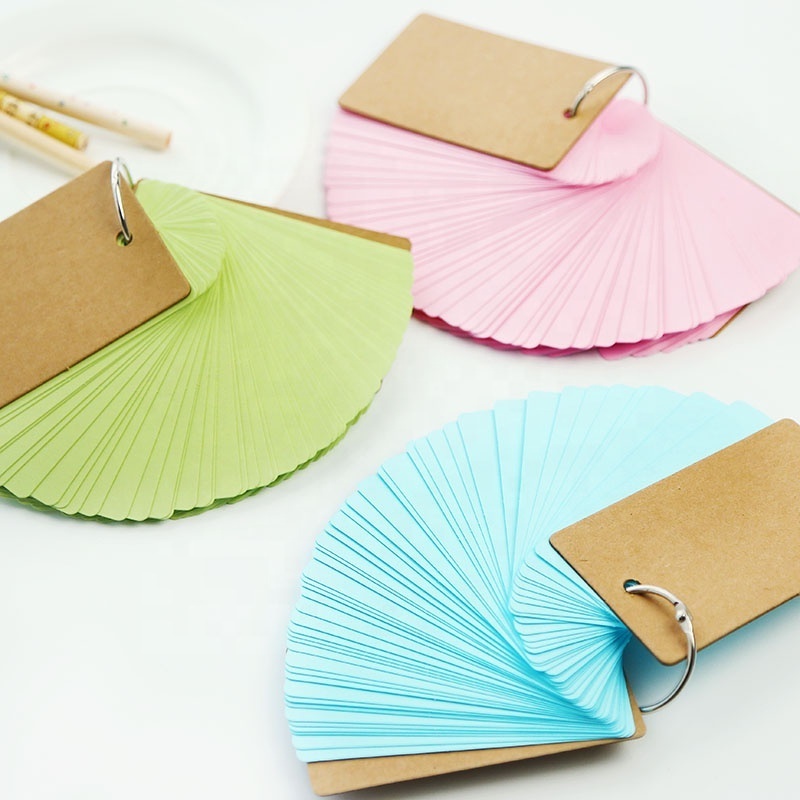 Creative Candy Color Buckle Binder Notes Portable Flash Cards Memo Pads Cute Stationery DIY Blank Card