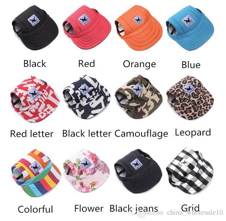 Dog Hat With Ear Holes Summer Canvas Baseball Cap For Small Pet Dog Outdoor Accessories Hiking Pet Products -10 Styles