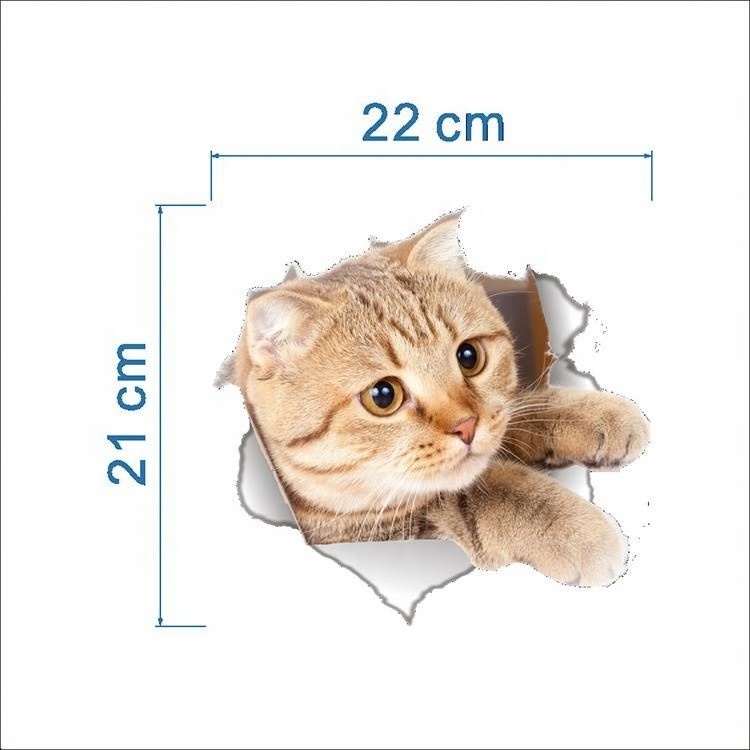 3 Cats Vinyl Waterproof 3D Wall Sticker Hole View Bathroom Toilet Living Room Home Decor Decal Poster Background Wall Stickers