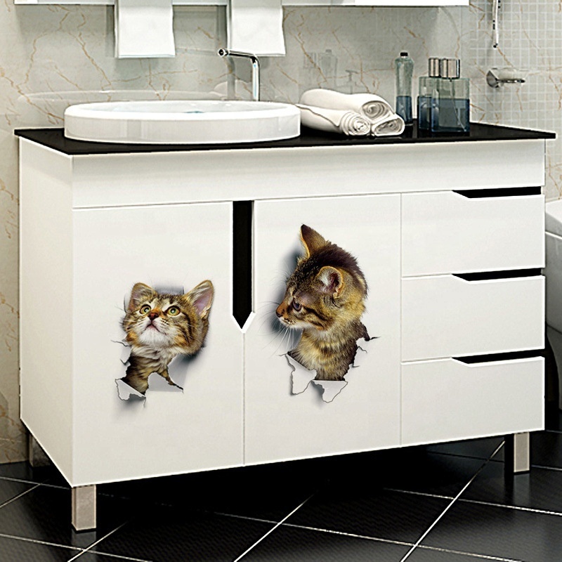 Cartoon Animal Cute Cats Stickers 3d Stickers for Refrigerator PVC Wall Stickers Window Bathroom on The Toilet Seat Decor Decals