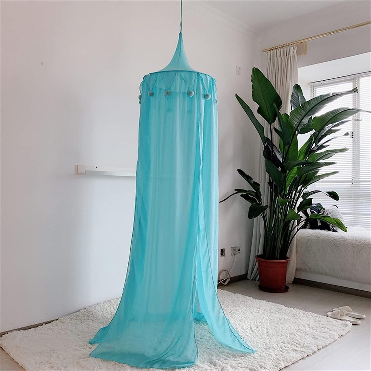 Baby Crib Mosquito Net With Ball Lace Canopy Curtain Kid Bedding Crib Netting Girls Princess Play Tent Children Room Decoration