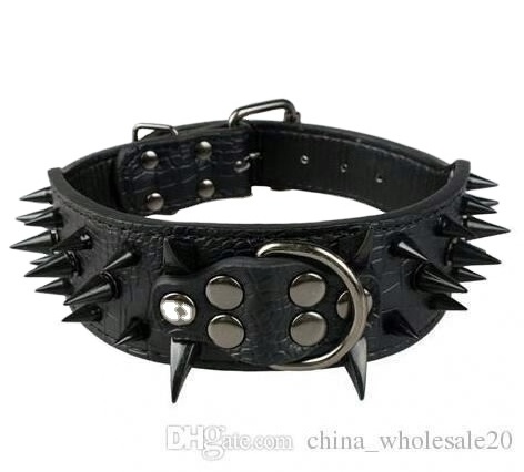 2inch Wide Cool Sharp Spiked Studded Leather Dog Collars 15-24