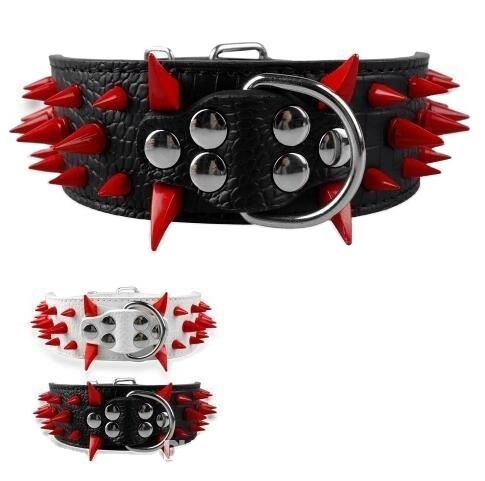 2inch Wide Cool Sharp Spiked Studded Leather Dog Collars 15-24