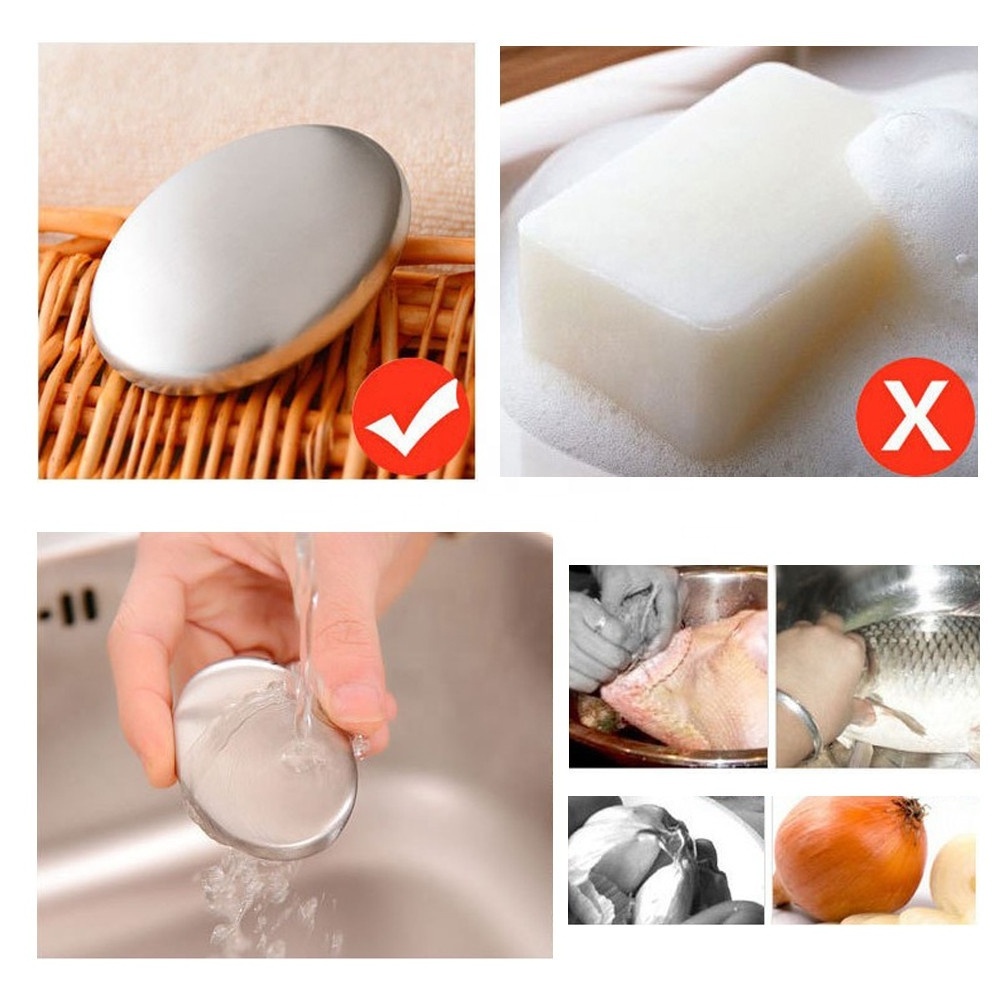 Stainless Steel Soap Kitchen Bar Fish Seafood Odor Remover Soaps Cooking Garlic Deodorize Seafood Tools Refrigerator Deodorizer