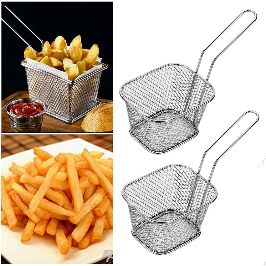 1 Piece Stainless Steel Chips Deep frying Basket Strainer Fryer kitchen Cooking Chef Basket Colander Tool French Fries Basket