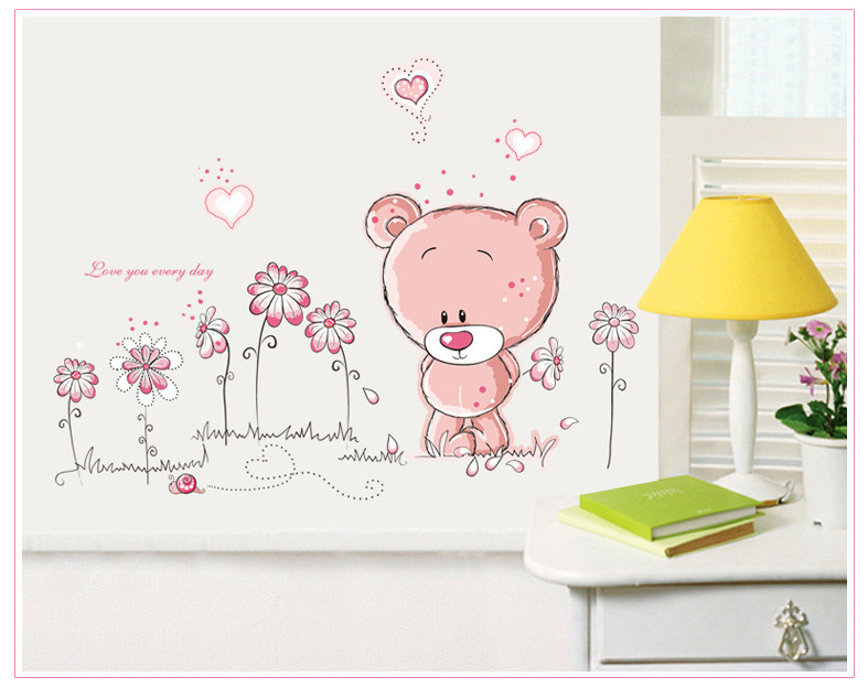 Pink Headboard Wall Sticker for Kids Room Home Decor Nursery Wall Decal Children Poster Baby 1 Pc Wholesale