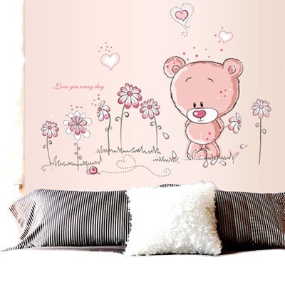 Pink Headboard Wall Sticker for Kids Room Home Decor Nursery Wall Decal Children Poster Baby 1 Pc Wholesale