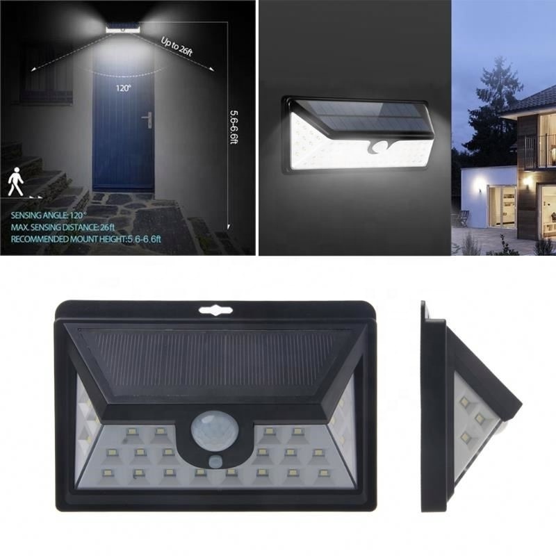 Free Shipping Bright Wide Angle Sensor Solar Lights Outdoor 24 leds Security Waterproof Wall Lights for Garage Patio Garden