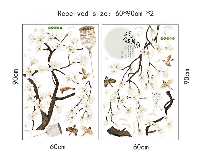 187*128cm Big Size Tree Wall Stickers Birds Flower Home Decor Wallpapers for Living Room Bedroom DIY Vinyl Rooms Decoration ANI-