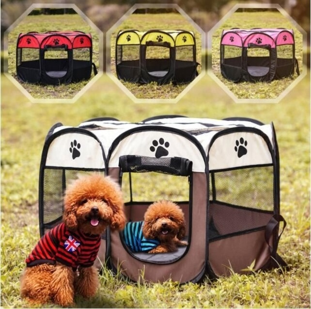 Portable Foldable Playpen Pet Dog Crate Room Puppy Exercise Kennel Cat Cage Water Resistant Outdoor Removable Mesh