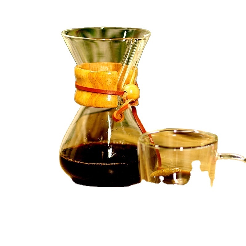 Pour Over Coffee Maker with Permanent Stainless Steel Filter Glass Coffee Dripper 400ml