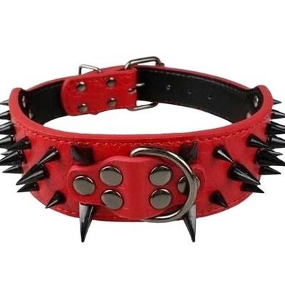 2inch Wide Cool Sharp Spiked Studded Leather Dog Collars 15-24