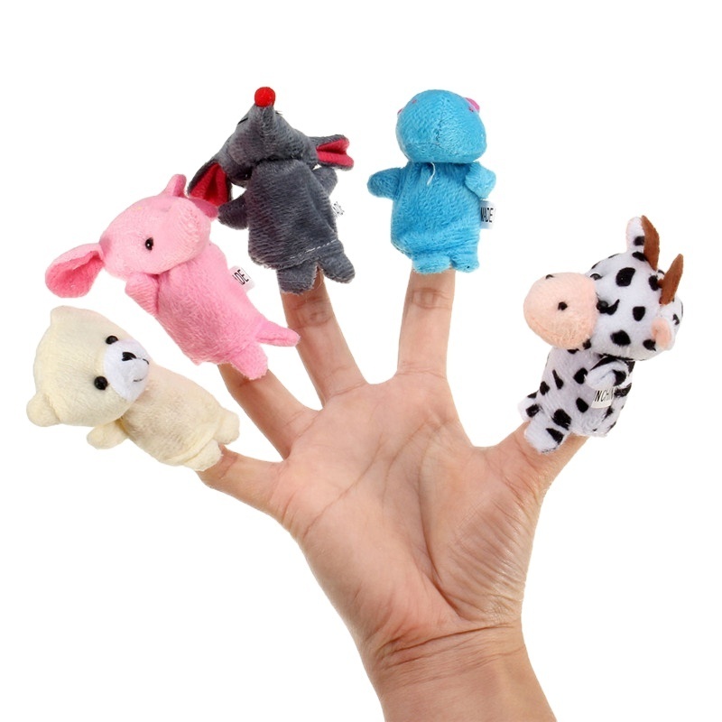 Mini Baby Plush Puppets 10Pcs Set Finger Animal Biological Play Learn Story Family Telling Tale Toys Dolls Children Kids 6.5cm