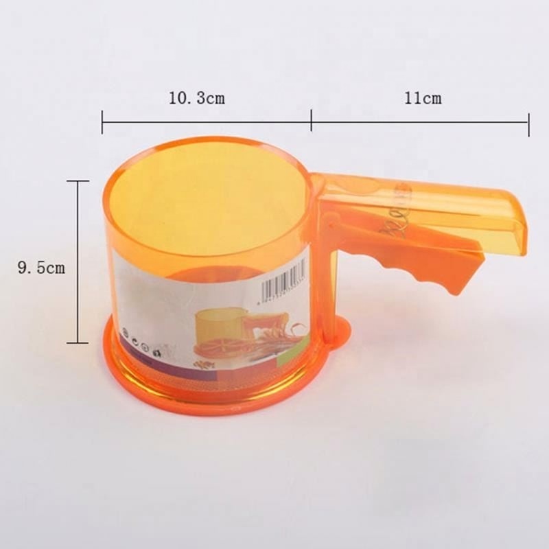 Free Shipping Plastic Sifter Cup Shape Mechanical Flour Sieve Powder Sifter Baking Icing Sugar Shaker with Handle Manual Baking