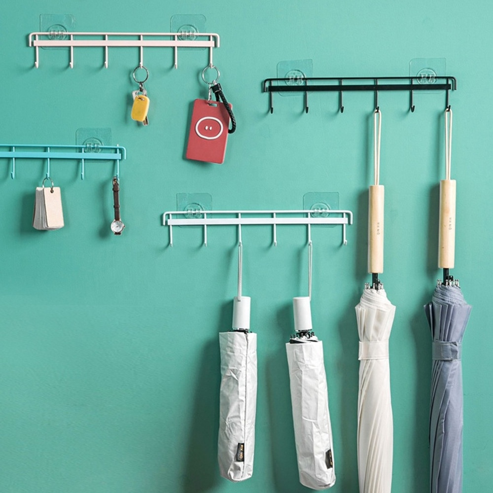 1PC 6 Hooks Bathroom Rack Towel holder Towel holder Rack Hanging Shelves Hook Holder Adhesive Kitchen Bathroom Accessories