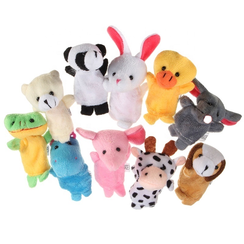 Mini Baby Plush Puppets 10Pcs Set Finger Animal Biological Play Learn Story Family Telling Tale Toys Dolls Children Kids 6.5cm