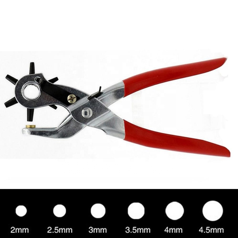 Revolving Leather Punch Plier Puncher 6 Sizes Round Hole Perforator Tool Make Hole Puncher for Watchband Card Leather Belt