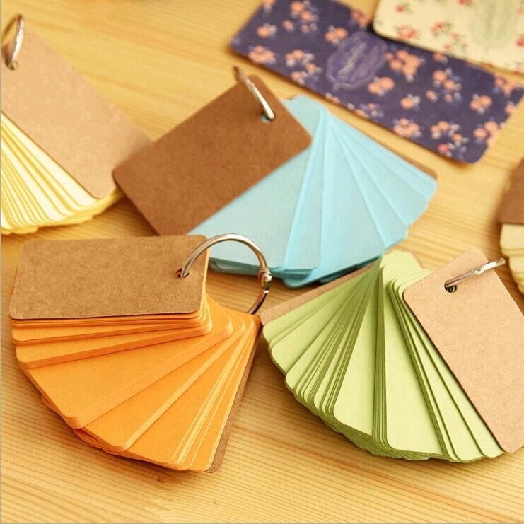 Creative Candy Color Buckle Binder Notes Portable Flash Cards Memo Pads Cute Stationery DIY Blank Card