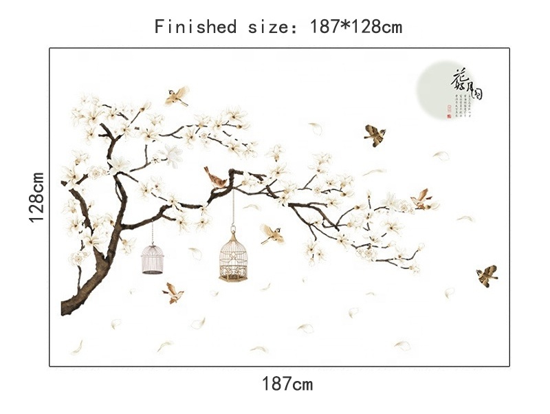 187*128cm Big Size Tree Wall Stickers Birds Flower Home Decor Wallpapers for Living Room Bedroom DIY Vinyl Rooms Decoration ANI-