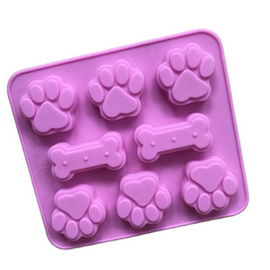 2-in-1 Creative Bone Dog Footprint Shape Cake Mold New Silicone Mold Baking Tool Cake Decorating Tool Food Grade Silicone Mold