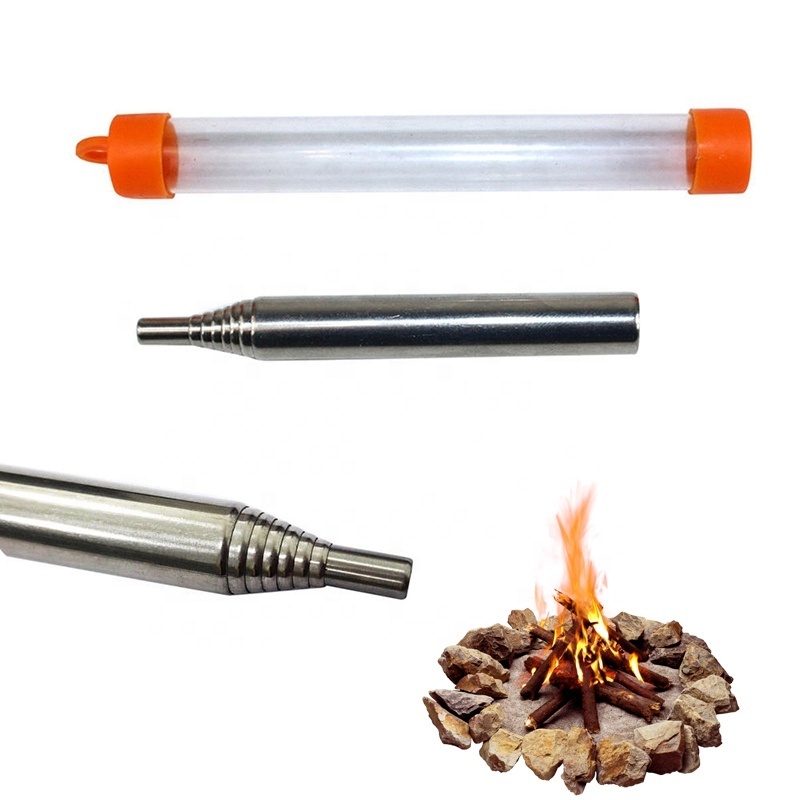 Portable Fire Starter Retractable Stainless Steel Camping Survival Blow Fire Tube Tools Outdoor Cooking Survival Blow Fire Tube