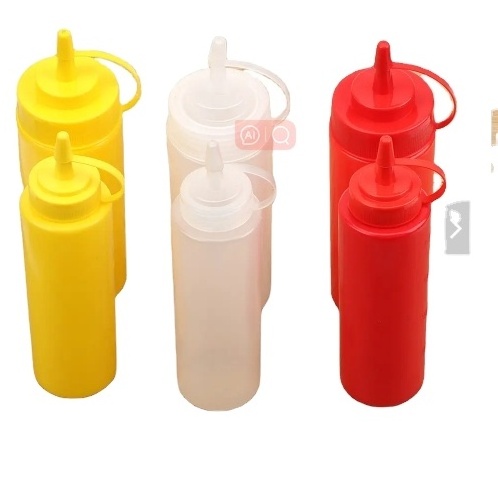 Sauce Vinegar Oil Ketchup Gravy Cruet Kitchen Accessories Gravy Boat Plastic Condiment Dispenser 8oz 12oz Squeeze Bottle