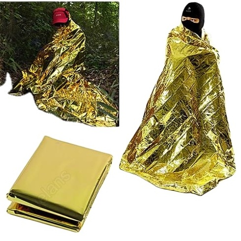 rescue emergent blanket survive thermal mylar lifesave first aid kit treatment camp warm heat dry keep foil bushcraft outdoor