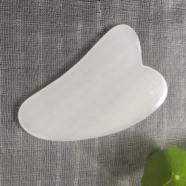 New White Jade Stone Massage Natural Quartz Scraper Jade Roller Gua sha Set White Face Lifting Facial Massager Tool for Back