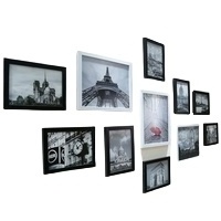 11pcs Photo Frame Picture Display Wall Hang Collage Black & White Wall Hanging Photo Frame Set Modern Art Home Room Office Decor