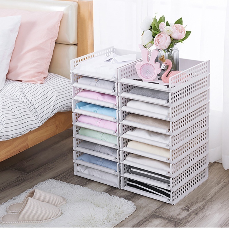 Folding Layered Storage Drawers Separator for Bathroom Clothes Drawer Organizer Plastic Underwear Drawer Sorting Storage Shelves