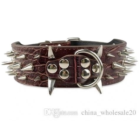 2inch Wide Cool Sharp Spiked Studded Leather Dog Collars 15-24