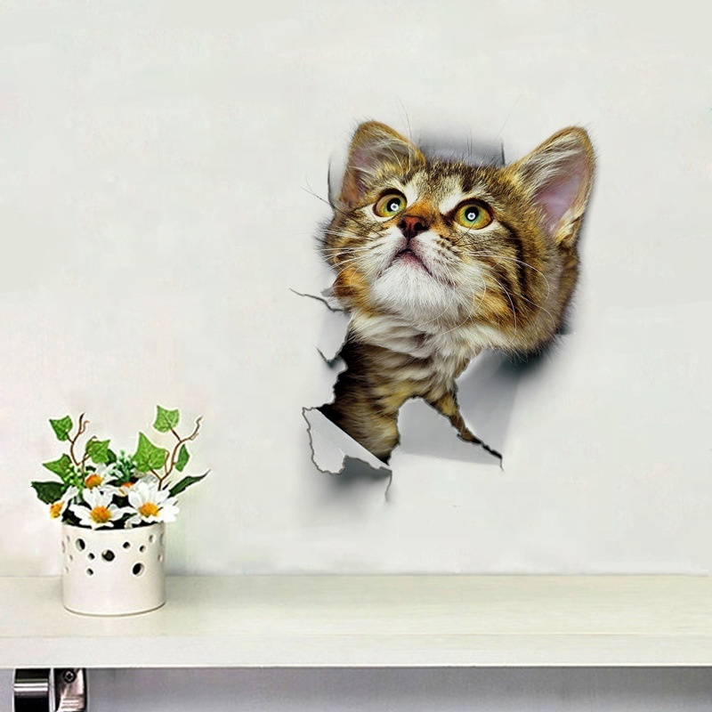 Cartoon Animal Cute Cats Stickers 3d Stickers for Refrigerator PVC Wall Stickers Window Bathroom on The Toilet Seat Decor Decals